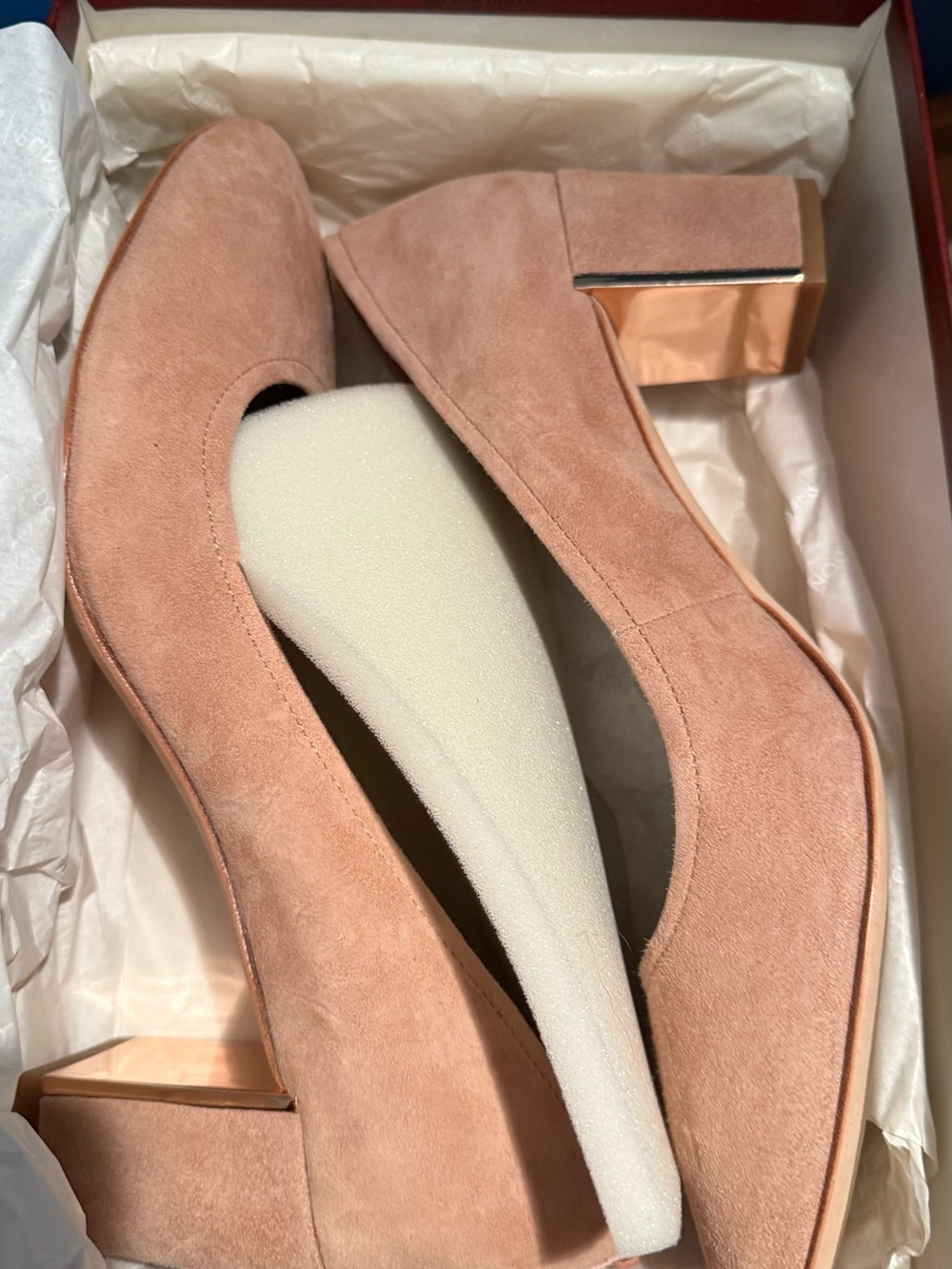 Donald J. Pliner Suede Block mirrored Heel Pumps - taupe suede